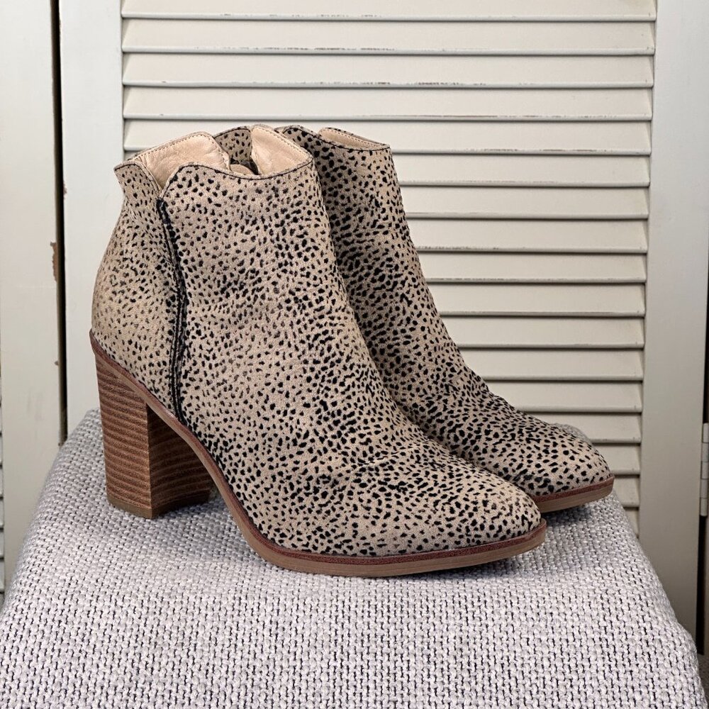 MIA Tracee Leopard Cheetah Wood Look Platform High Heel Ankle Booties Zip Size 8